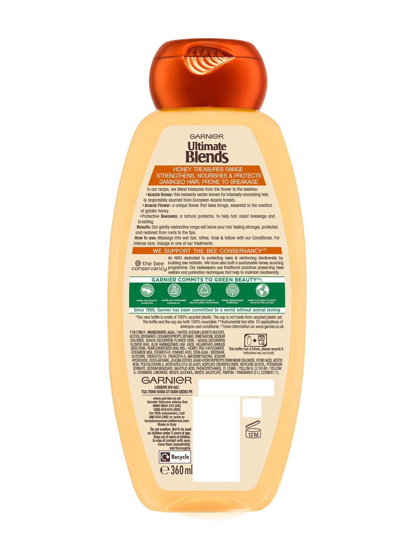 Ultimate Blends Honey Treasures Shampoo back of pack